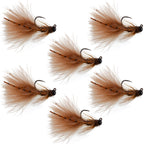Tungsten Bead Tactical Brown Mini Bugger Euro Nymph Fly - 6 Flies Size 12