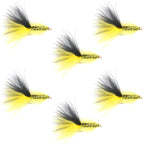 Yellow Black Bead Head Crystal Woolly Bugger Streamer - 6 Flies Size 4