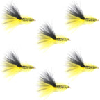 Yellow Black Bead Head Crystal Woolly Bugger Streamer - 6 Flies Size 8