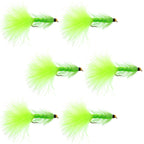 Chartreuse Bead Head Crystal Woolly Bugger Streamer Fly - 6  Flies Size 4