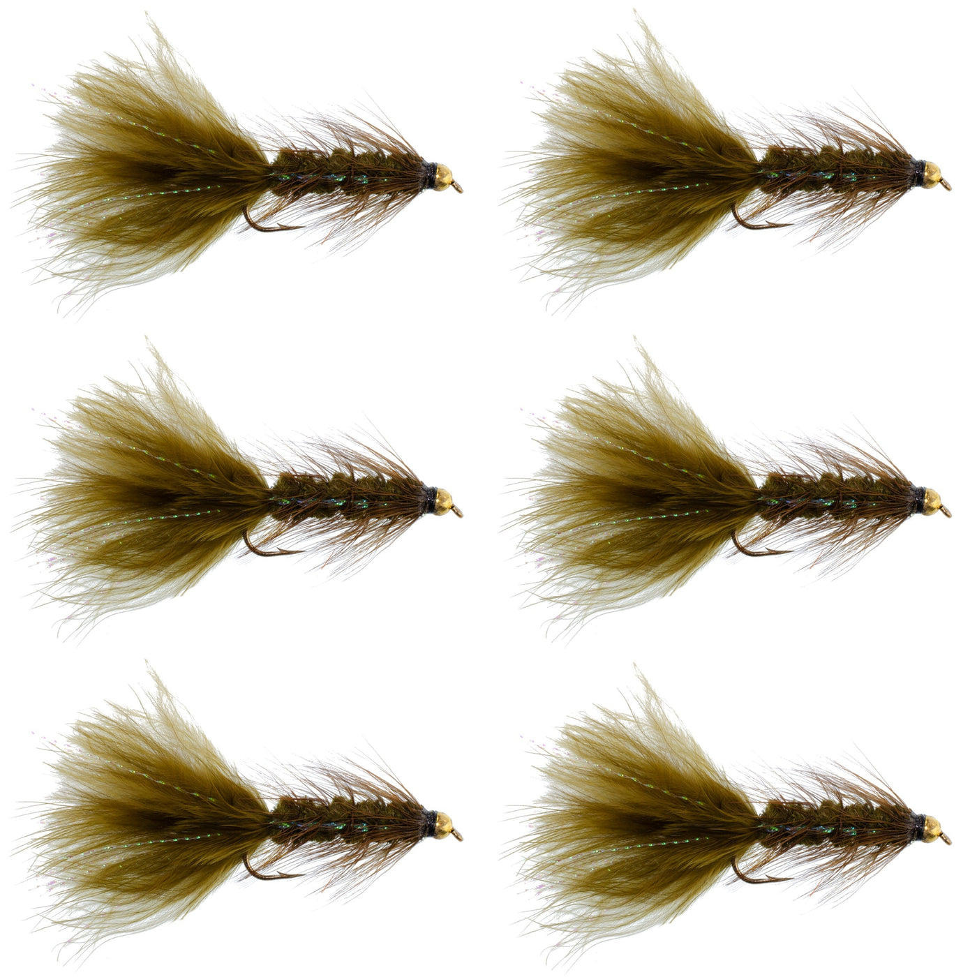 Dark Olive Bead Head Crystal Woolly Bugger Streamer Fly