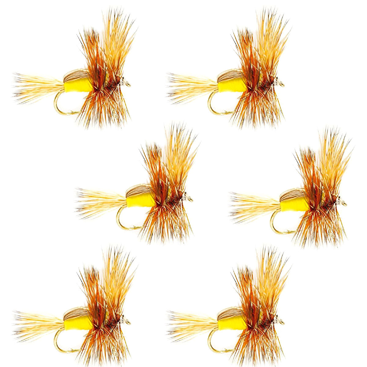 Yellow Humpy Classic Dry Fly - 6 Flies Size 16