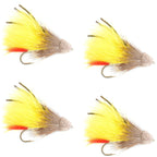 Yellow Marabou Muddler Minnow Streamer Fly - 4 Flies Size 8