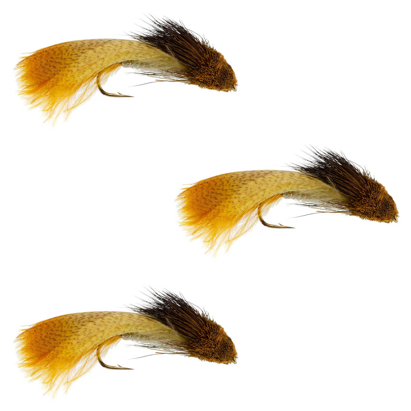 3 Pack Galloup's Zoo Cougar Golden Brown Streamer Fly - Size 4