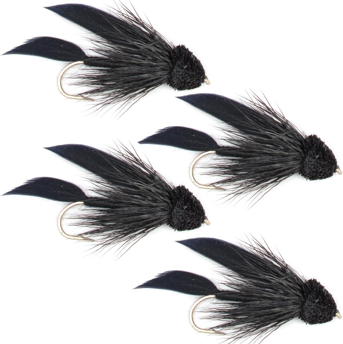 Black Muddler Minnow Streamers Fly - 4 Flies Size 4