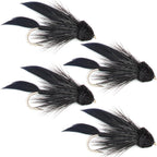 Black Muddler Minnow Streamers Fly - 4 Flies Size 4