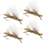 4 Pack Chubby Chernobyl Ant Tan Foam Body Grasshopper Fly - Hook Size 10