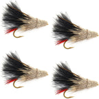 Black Marabou Muddler Minnow Streamer Fly - 4 Flies Size 4