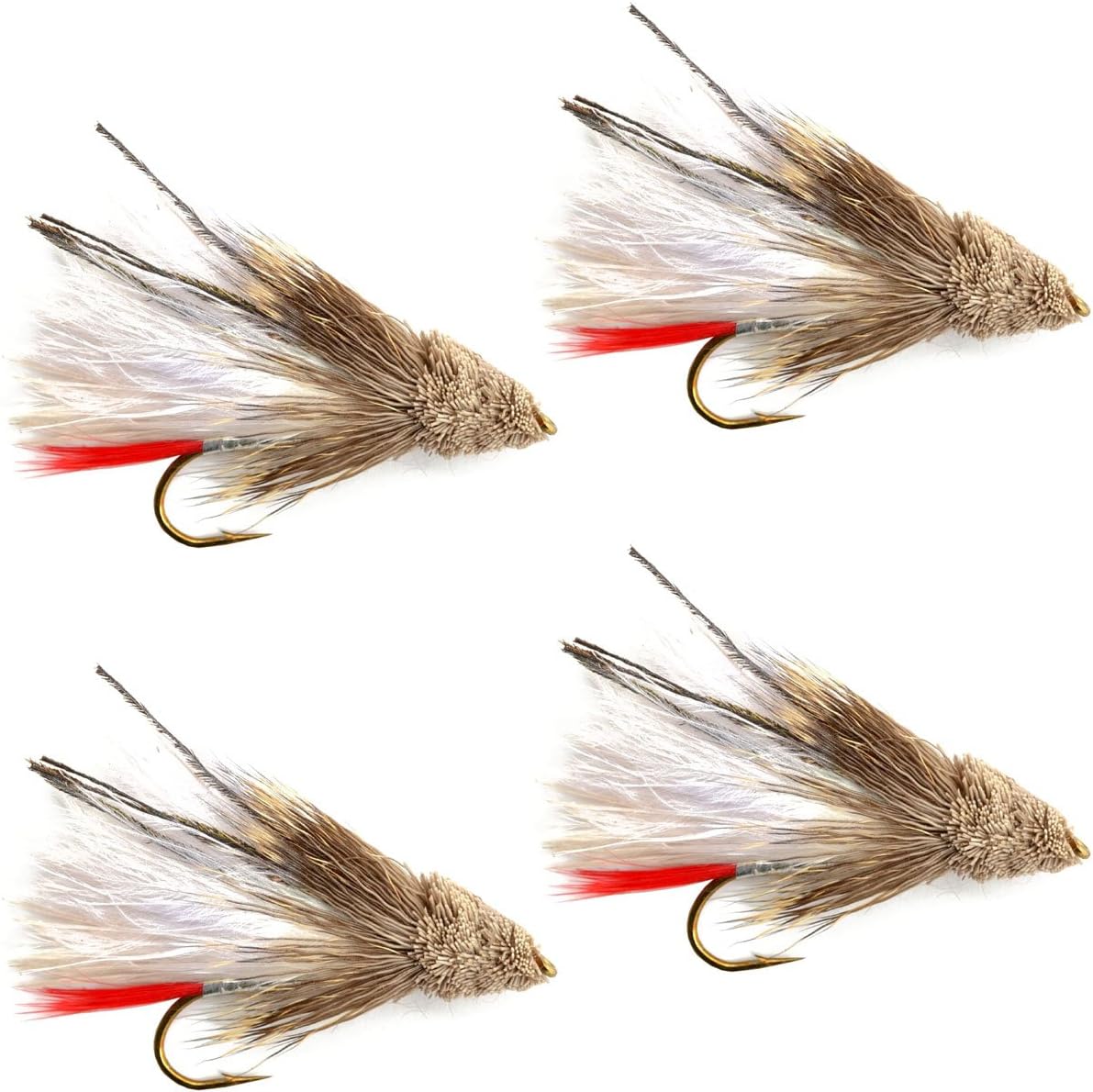 White Marabou Muddler Minnow Streamer Fly - 4 Flies Size 8