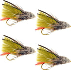Olive Marabou Muddler Minnow Streamer Fly - 4 Flies Size 8