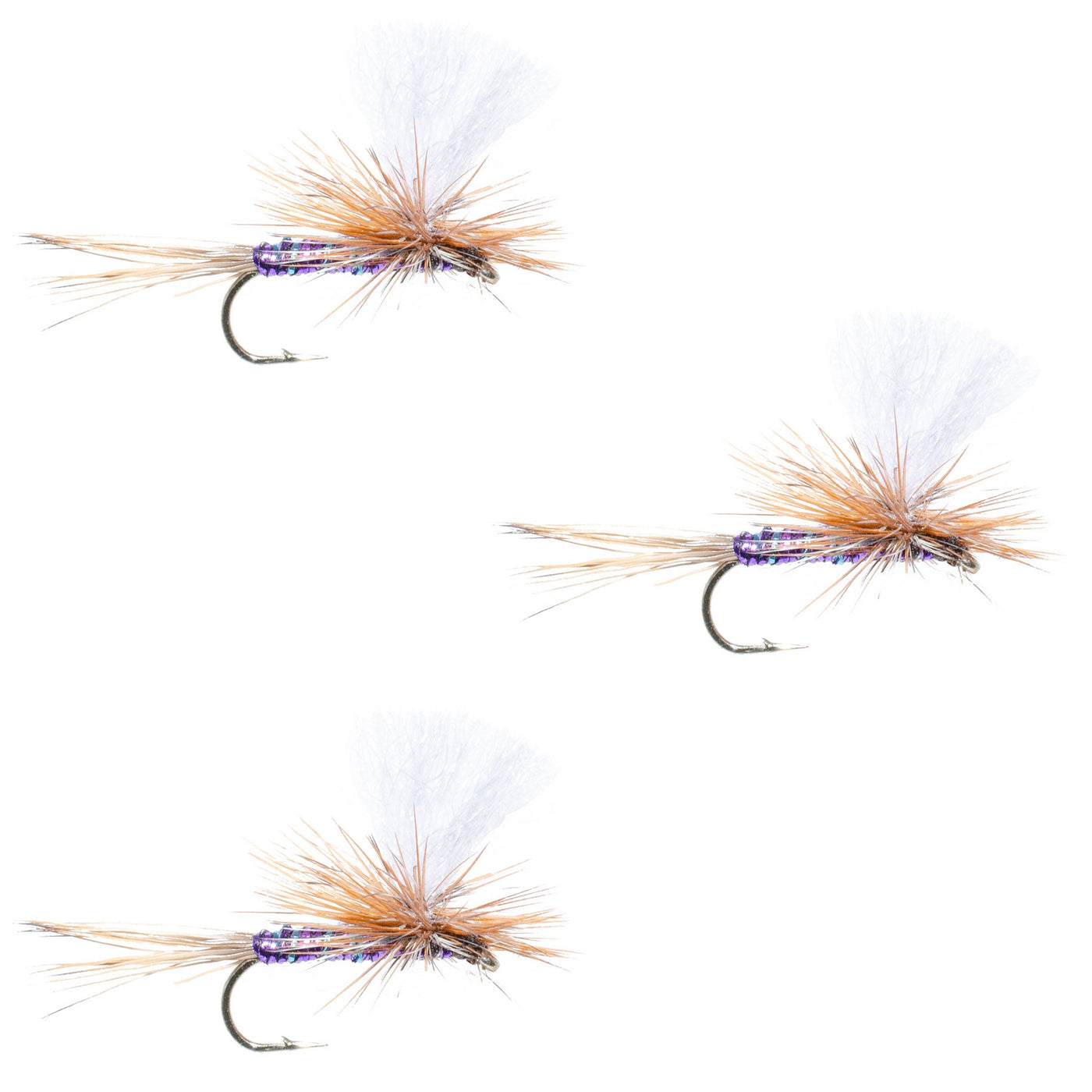 3 Pack Parachute Super Flash Purple Haze Dry Fly - Size 18