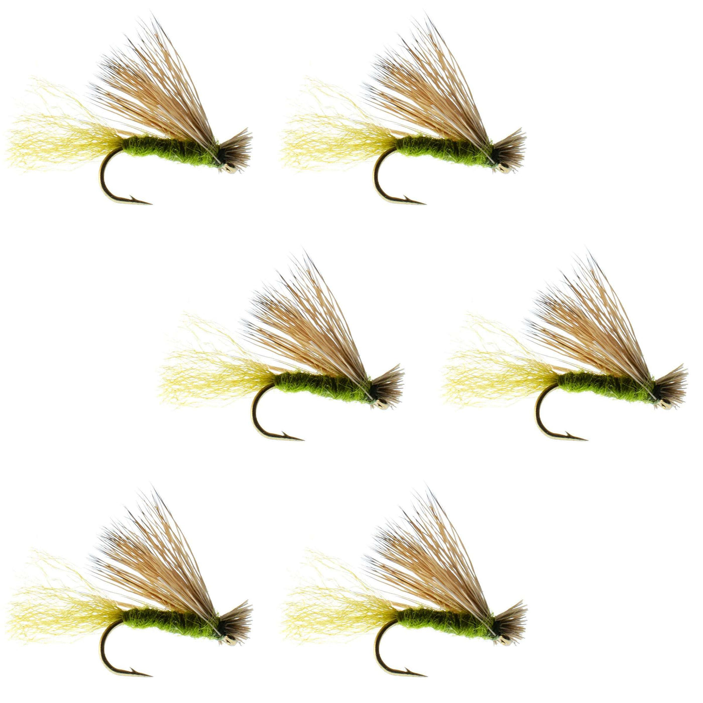 Barbless Olive X Caddis Emerging Caddis Adult Fly - 6 Flies Size 18