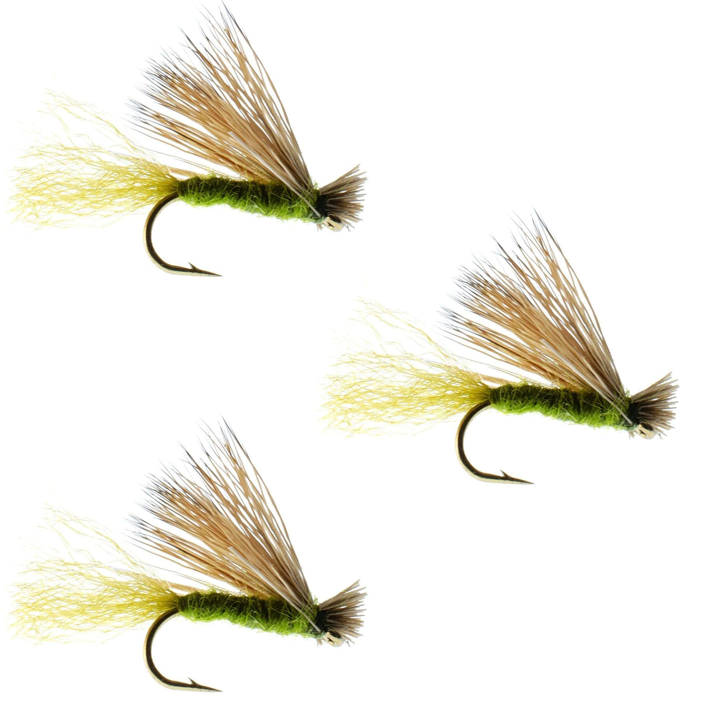 3 Pack Barbless Olive X Caddis Emerging Caddis Adult Fly - Hook Size 18