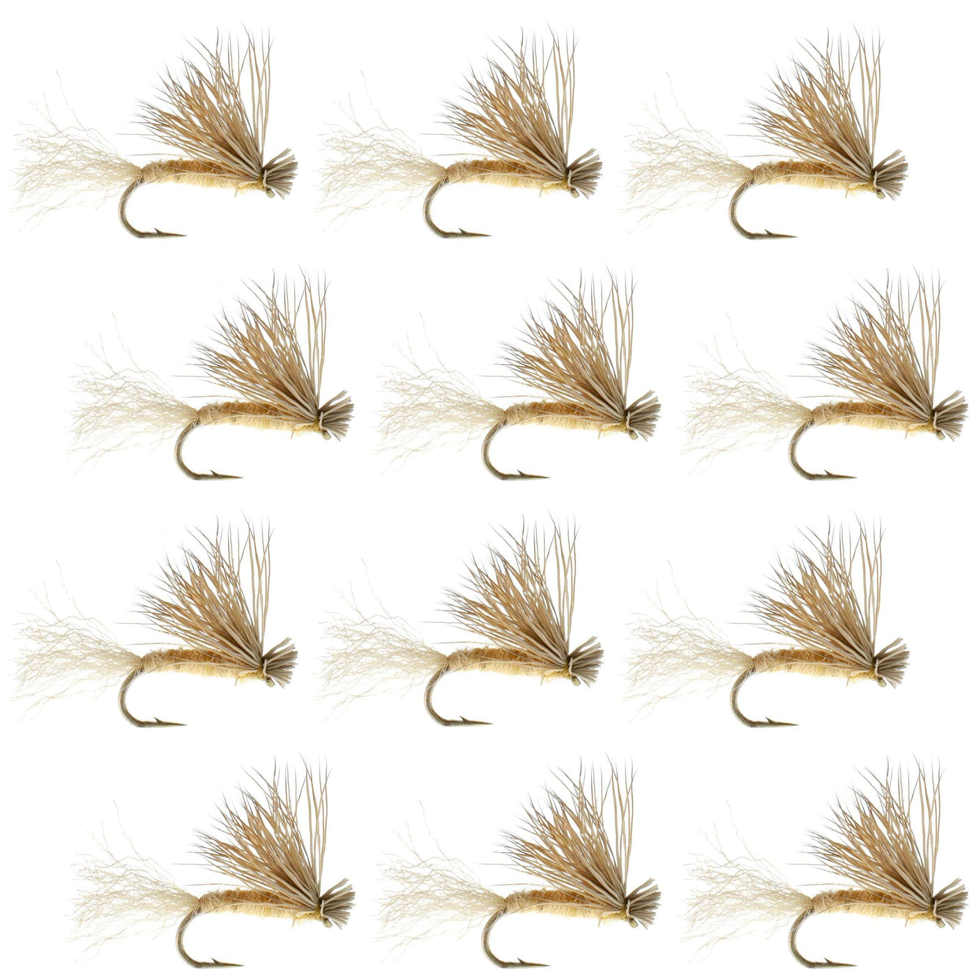 Barbless Tan X Caddis Emerging Caddis Adult Fly - 12 Flies Size 14