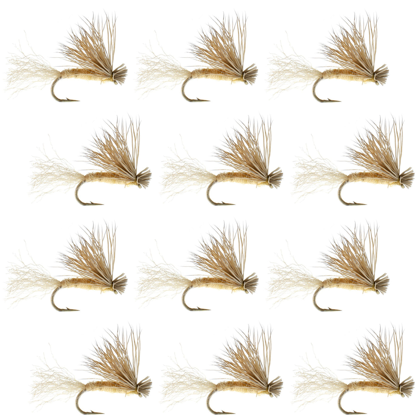 Tan X Caddis Emerging Caddis Adult Trout Dry Fly - 1 Dozen Flies Hook Size 14