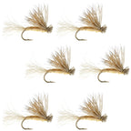 Barbless Tan X Caddis Emerging Caddis Adult Fly - 6 Flies Size 14