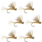 Tan X Caddis Emerging Caddis Adult Trout Dry Fly - 6 Flies Hook Size 14
