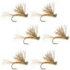 Tan X Caddis Emerging Caddis Adult Trout Dry Fly - 6 Flies Hook Size 18
